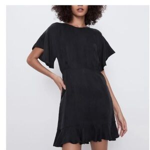 Zara Lyocell Black Dress